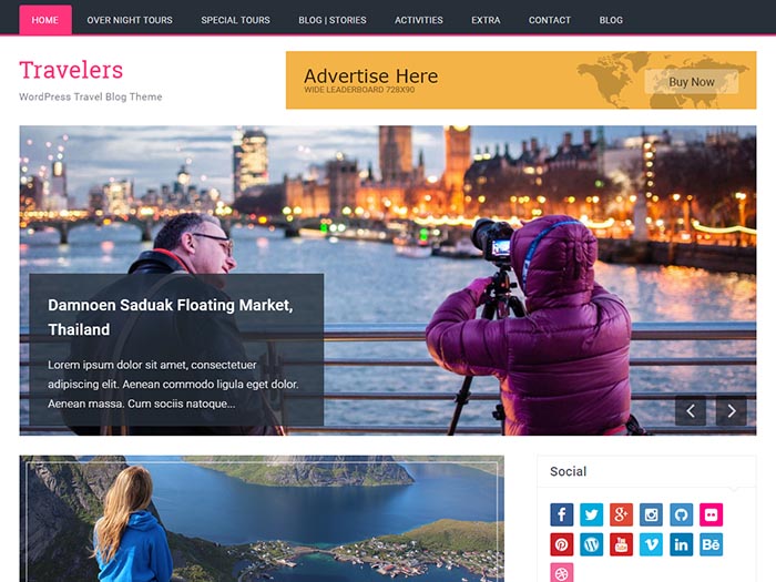 免费WordPress主题模板travelers，适合做旅行、游记博客-悦然建站