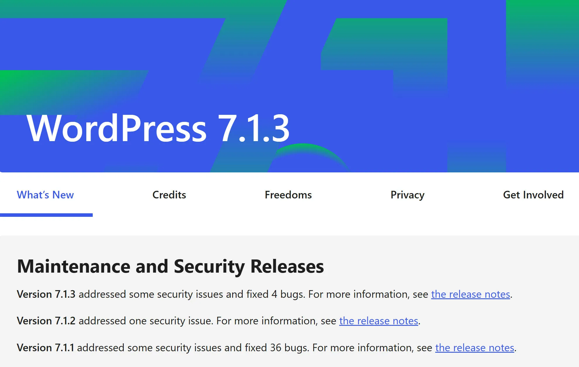 wordpress 7.1.3更新